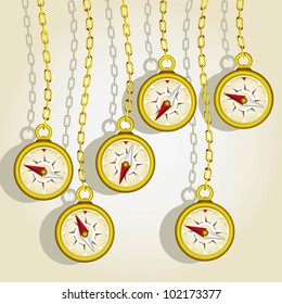 hanging golden compasses fund of gold chains