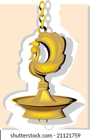 hanging golden divine lamp 	