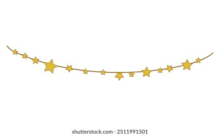 Estrelas Douradas Penduradas Bunting Garland