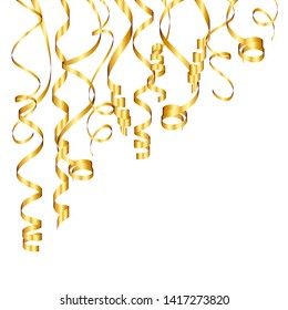 Hanging Golden Streamers Corner Different Curls Up Left