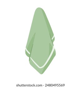 Hanging green towel, microfiber, terry or linen napkin to dry hands vector illustration