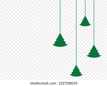 Hanging hand drawn brush stroke hanging Christmas tree with star isolated  on png or transparent  background. Graphic resources for New Year, Birthdays and luxury card. Vector illustration 