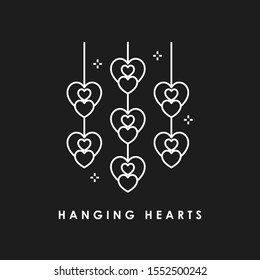 hanging heart with frame. with black background