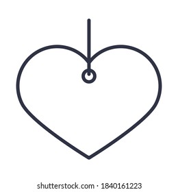 hanging heart love romantic vector illustration line icon