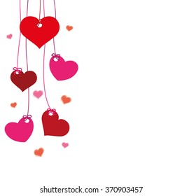 Hanging hearts on the white background. Eps 10 vector file.
