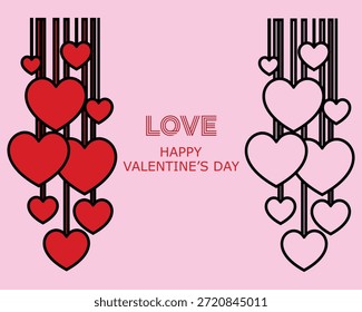 Gráfico del día de San Valentín del patrón de corazones colgantes