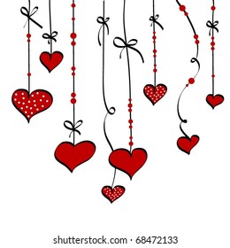 Hanging hearts, vector