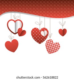 Hanging Hearts Vector Isolated Illustration On White Background