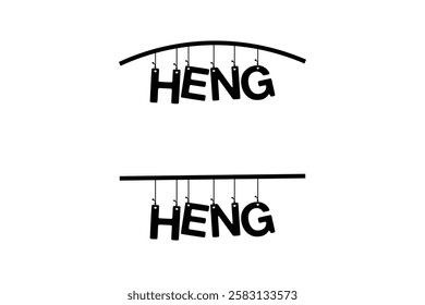 Hanging Heng word art on a decorative rod.