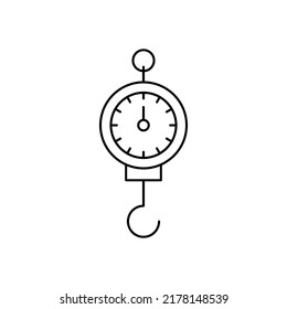 Hanging hook scales icon in line style icon, isolated on white background