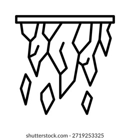 Ilustración vectorial de los carámbanos colgantes, icono del estilo de la línea