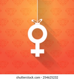 Hanging Icon Female  Flat Style Womens Day Background
