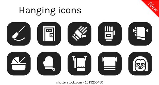 hanging icon set. 10 filled hanging icons.  Simple modern icons about  - Pendulum, Death penalty, Gloves, Towel, Cradle, Sloth