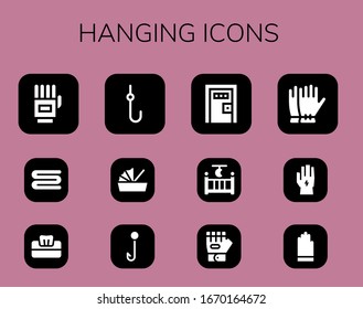conjunto de iconos colgantes. 12 iconos colgados. Guantes incluidos, toalla, tejido, gancho, cuna, pena de muerte, iconos de guantes
