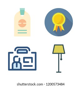 hanging icon set. vector set about id card, lamp, badge and id icons set.