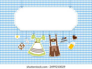 Hanging Icons Oktoberfest Green Brown Copy Space Diamond Pattern