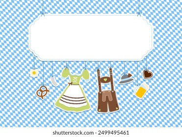 Hanging Icons Oktoberfest Green Brown Copy Space Diagonal Diamond Pattern