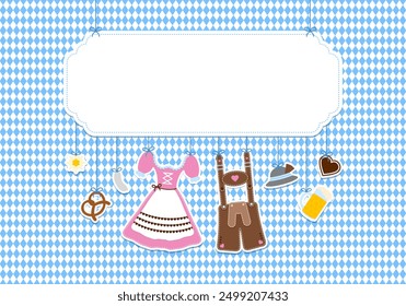 Hanging Icons Oktoberfest Pink Brown Copy Space Diamond Pattern