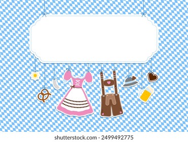 Hanging Icons Oktoberfest Pink Brown Copy Space Diagonal Diamond Pattern