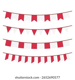 Hanging Indonesian red white pennants for Independence Day
