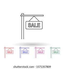 Hanging inscription sale multi color icon. Simple thin line, outline vector of sale icons for ui and ux, website or mobile application