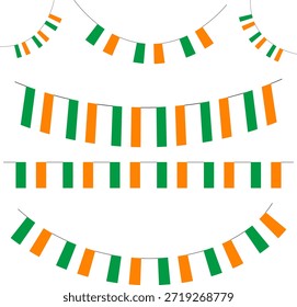 Banderas colgantes de Irlanda aisladas en el conjunto de decoración de fondo transparente