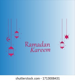 Antecedentes de Ramadan Kareem decorativo con farolillos islámicos colgantes