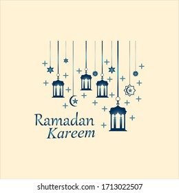 Antecedentes de Ramadan Kareem decorativo con farolillos islámicos colgantes