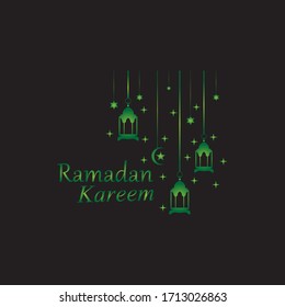 Antecedentes de Ramadan Kareem decorativo con farolillos islámicos colgantes