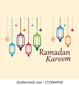 Hanging Islamic Lantern Decorative Ramadan Kareem Background