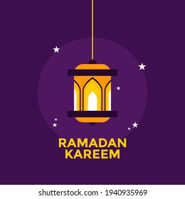 Hanging Islamic Lantern Decorative Ramadan Kareem Background With Stars