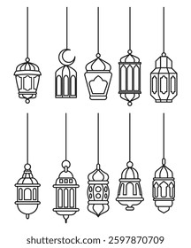 Hanging Islamic Lanterns vector illustration