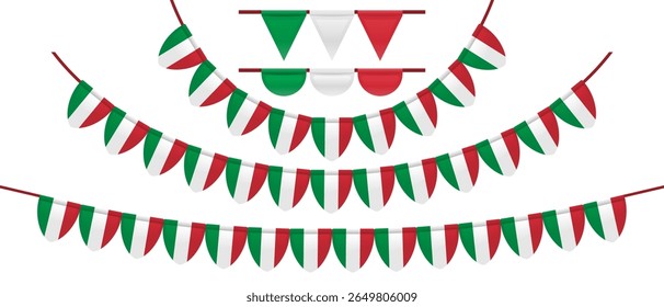 Hanging Italy Flag Ornament Isolated on White Background for Decoration Banner Template or Celebration Sticker Vector Illustration