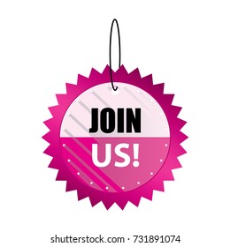 Hanging Join us pink tags,Vector