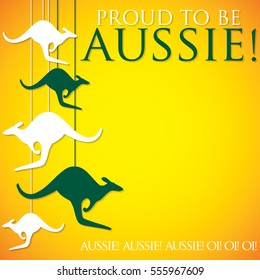 Hanging kangaroo Australia Day card in vector format.