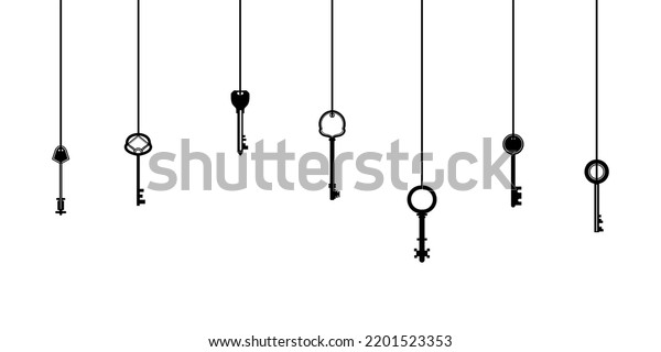 Hanging Key Silhouette Illustrations White Background Stock Vector ...