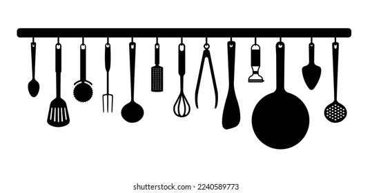 Hanging kitchen utensil vector illustration