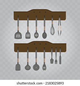 Hanging kitchen utensils set design vector illustration