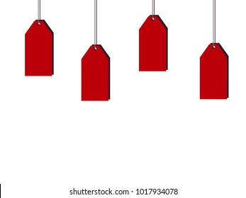 Hanging labels on a white background. Shares and offer. Business & Finance 