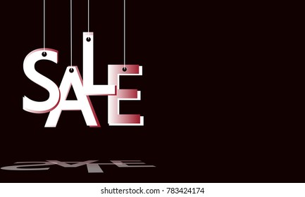 Hanging labels with the word "sale" on a white background. Shares and offer. Business & Finance