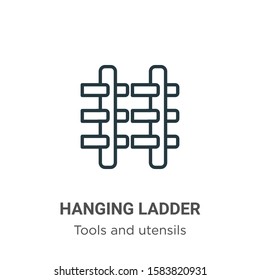 Hanging ladder outline vector icon. Thin line black hanging ladder icon, flat vector simple element illustration from editable tools and utensils concept isolated on white background