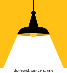 Hanging  Lamp. Lamp bulb Icon with text area. Vector  illustration.