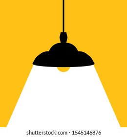 Hanging  Lamp. Lamp bulb Icon with text area. Vector  illustration.