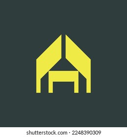 hanging lamp and desk house interior logo