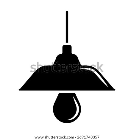 Hanging Lamp Icon Vector – Modern Ceiling Light Symbol