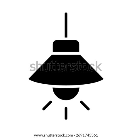 Hanging Lamp Icon Vector – Modern Ceiling Light Symbol