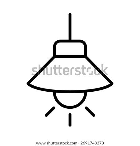Hanging Lamp Icon Vector – Modern Ceiling Light Symbol