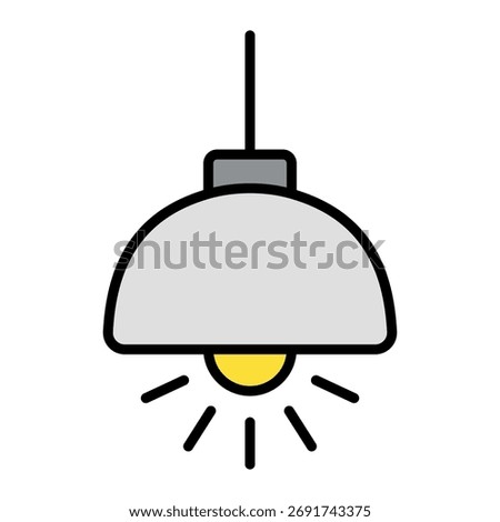 Hanging Lamp Icon Vector – Modern Ceiling Light Symbol