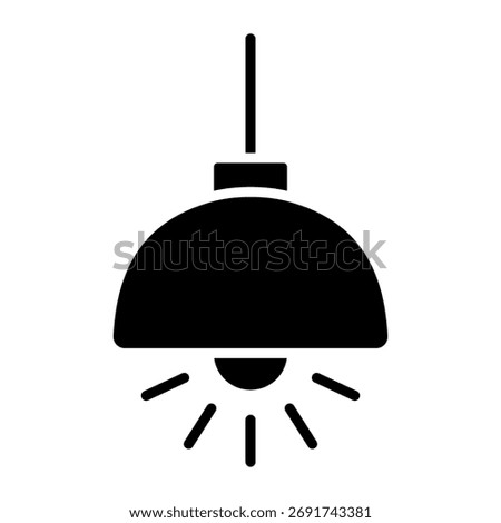 Hanging Lamp Icon Vector – Modern Ceiling Light Symbol