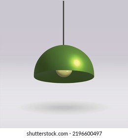 Icono de 3d vector aislado de la lámpara colgante. ilustración 3d de la lámpara de araña verde.